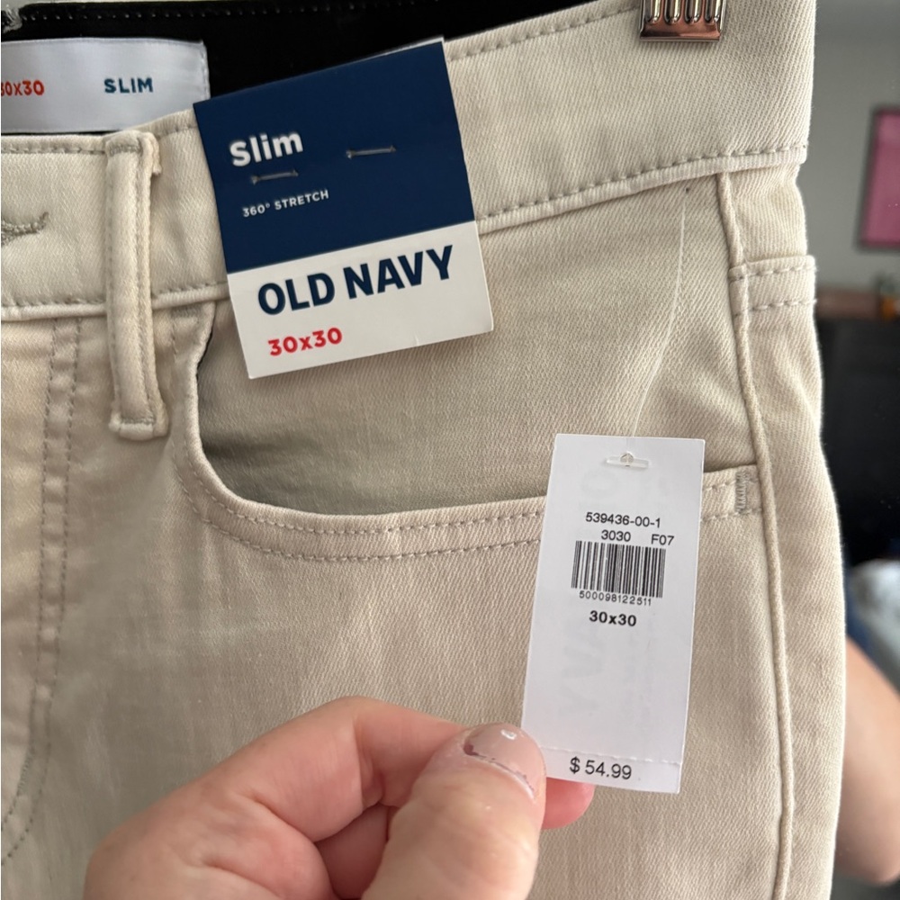 NWT Old Navy Men’s Light Beige Denim Pants - Picture 4 of 6